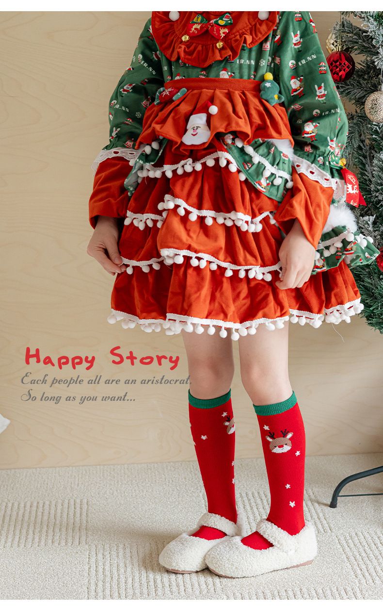 Calzini di Natale per bambine, autunno e inverno, piccoli, per la scuola media, per bambini più grandi, con cartoni animati, rossi, per il nuovo anno, calzini tubolari medi per neonati_voghion.com