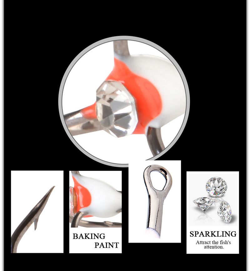 FTK Point Drill Ice Fishing 5 Pieces 0.57g Blood Groove High Carbon Steel Triple Anchor Colorful Fish Hooks_voghion.com