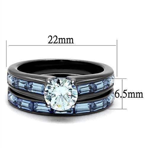 TK2845 - IP Light Black (IP Gun) Stainless Steel Ring with AAA Grade CZ in Clear_voghion.com