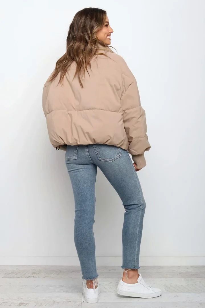 Giacca calda da donna, corta, leggera e calda, antivento e pigra_voghion.com