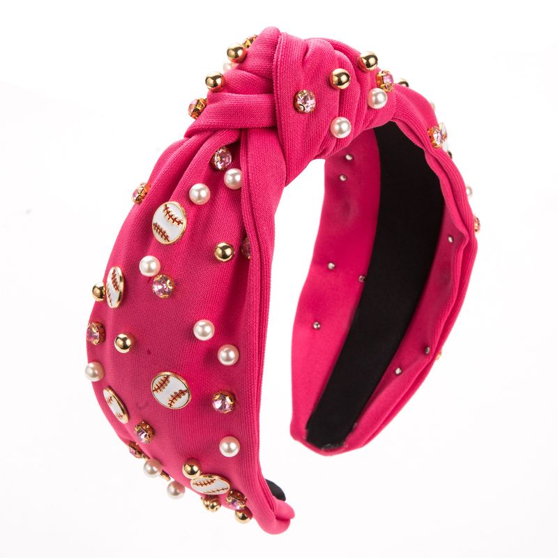Explosives Stirnband, Baseball-Perlendekoration, modisches und einfaches Haar-Accessoire aus Stoff mit breiten Kanten_voghion.com