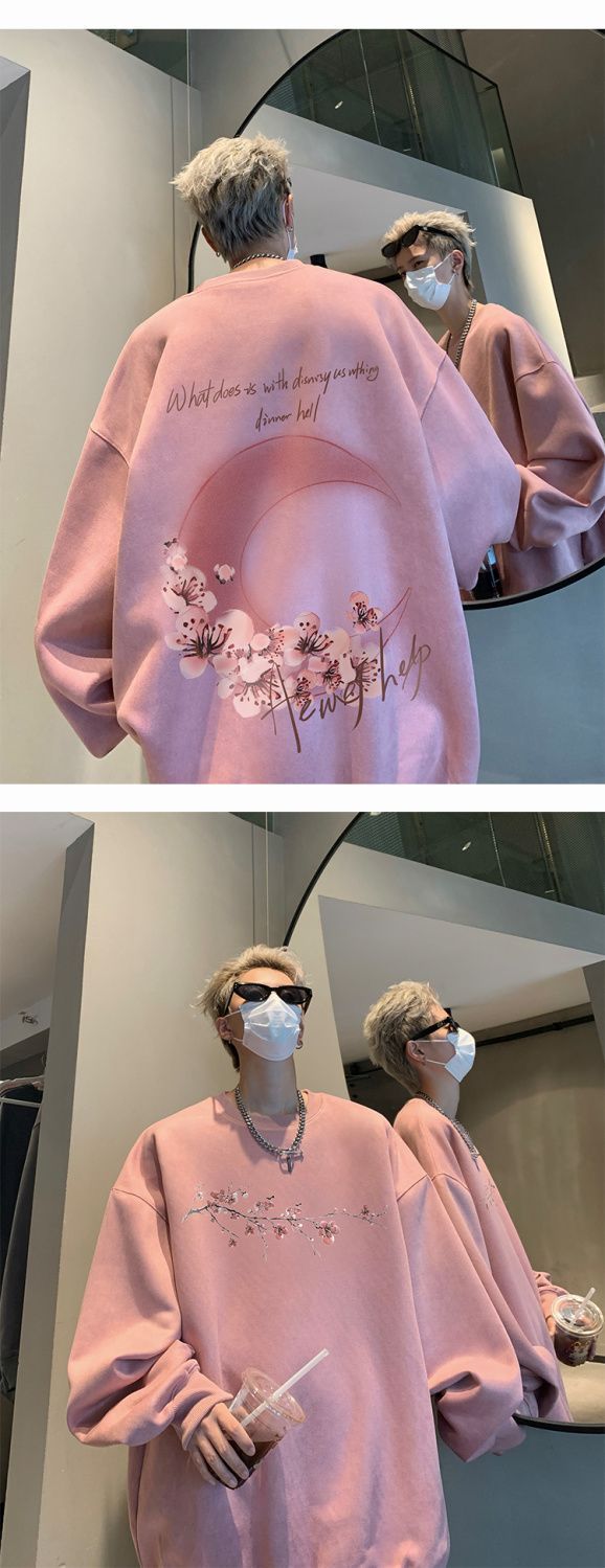 Felpa con cappuccio rosa in velluto di pelle di cervo da uomo, stile americano, girocollo, autunno e inverno, con cappuccio, taglie forti, giacca hip-hop_voghion.com