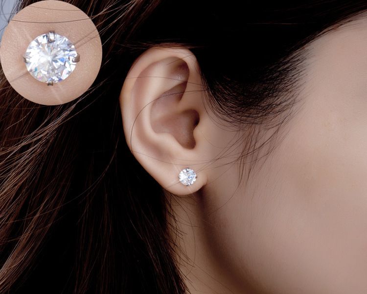 Orecchini in argento sterling S925 – Orecchini a bottone in zircone placcato oro a 4 griffe, accenti di diamanti INS, mini gioielli di tendenza_voghion.com