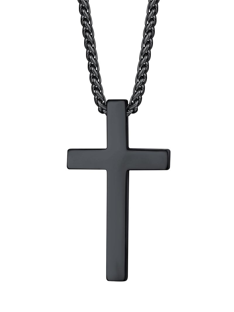 Laatikui Collana con croce 3D alla moda per uomo e ragazzo Collana con ciondolo a croce in oro ipoallergenico, religiosa, compleanno, Natale_voghion.com