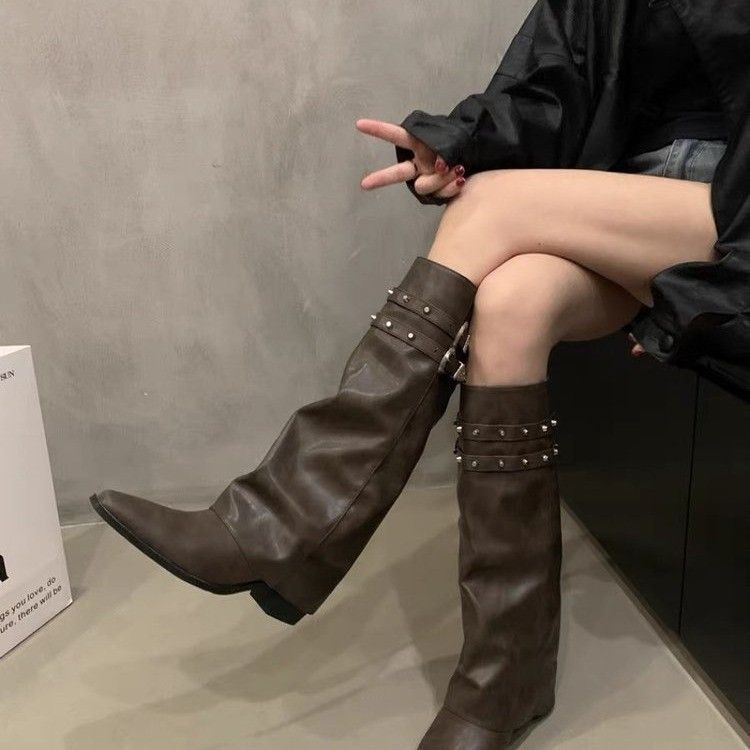 Stivaletti con fibbia da cintura Spicy Girl in stile americano da donna, 2025, nuovi stivali western corti dal design di nicchia_voghion.com