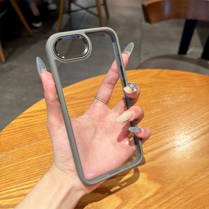 For 16E Transparent PC Phone Case Metal Lens Protection For Iphone 16E 2025 Se4 5G Soft Silicone Frame Shockproof Cover_voghion.com