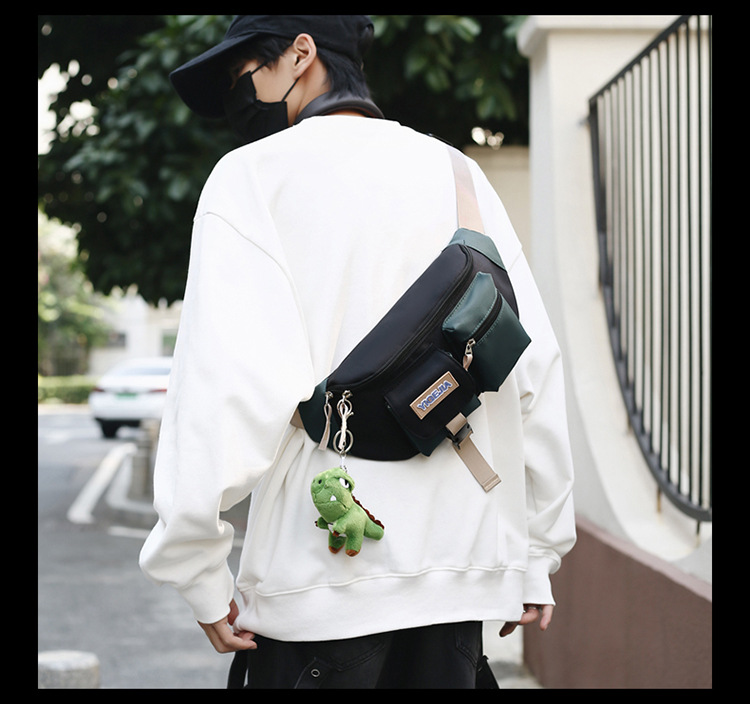 Autumn and winter new men's chest bag, color-blocked fashion student lightweight crossbody bag, Ruiying outdoor sports belt bag_voghion.com