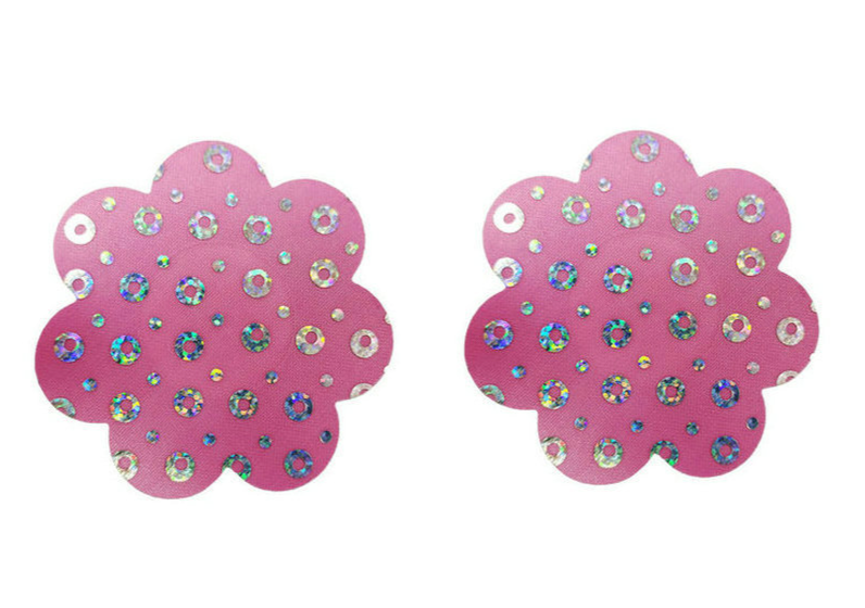 Cute pink sequin self-adhesive breast Patch disposable anti-bump invisible breast patch_voghion.com