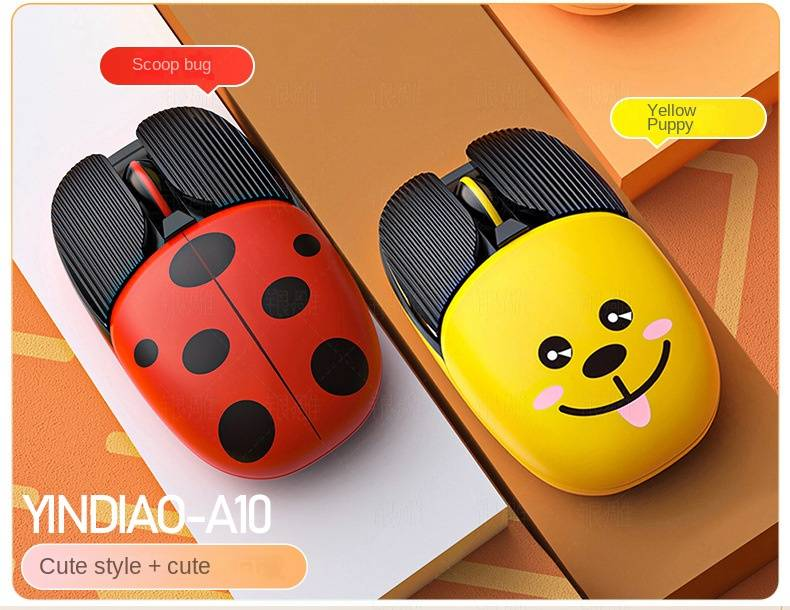 Silver A10 Cartoon Rechargeable Wireless Mouse Creative Bluetooth Office Game Mini Mute Computer Accessories_voghion.com