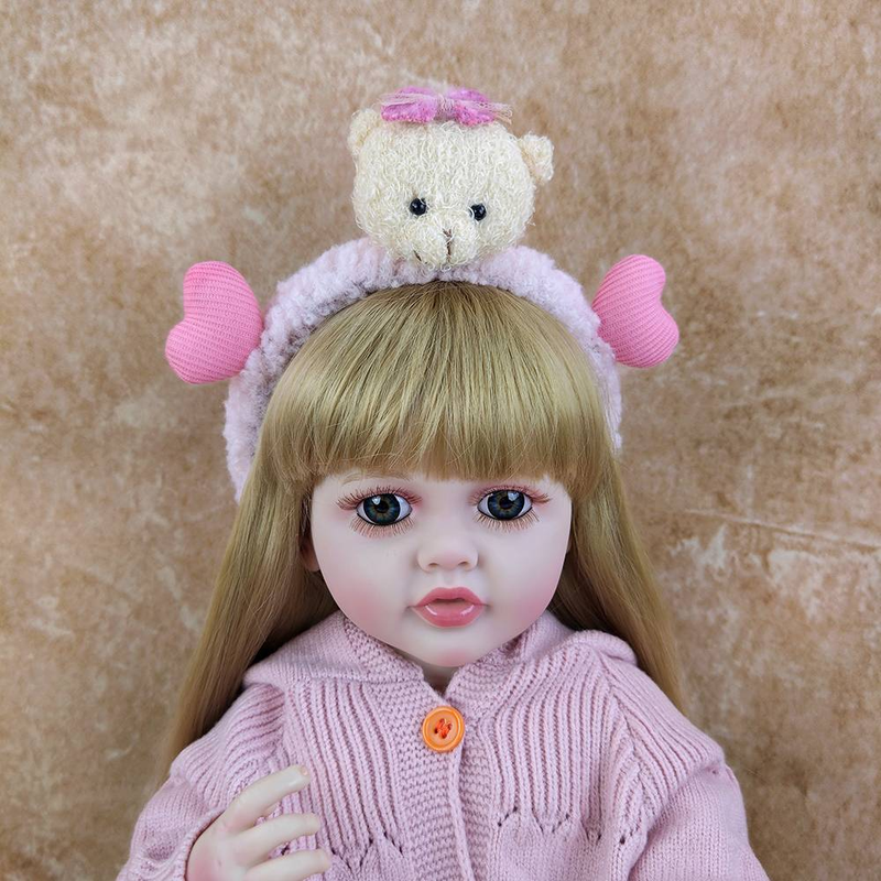 22 Zoll 55 cm Fertige süße Reborn Baby Girl Puppe mit vollem weichem Vinylkörper Lebensechtes Anziehspielzeug Geburtstagsgeschenk_voghion.com