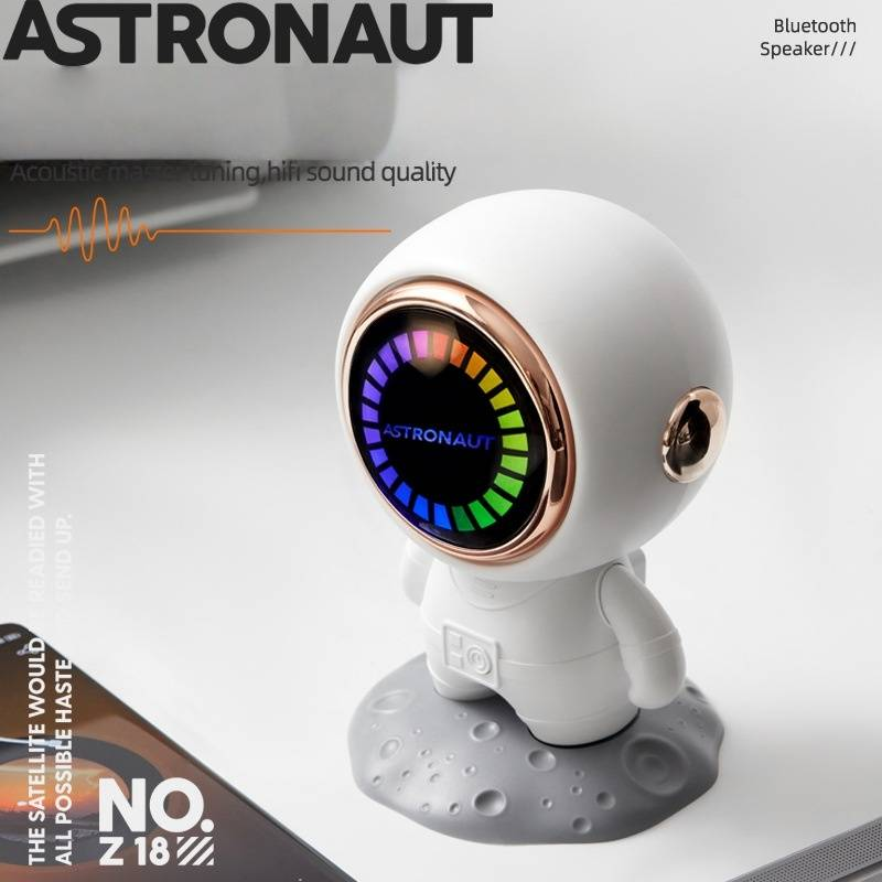 Altavoz Bluetooth inalámbrico con temática de astronauta: altavoz portátil de escritorio con graves de alta fidelidad y luz LED (regalo perfecto para uso doméstico y exterior)._voghion.com