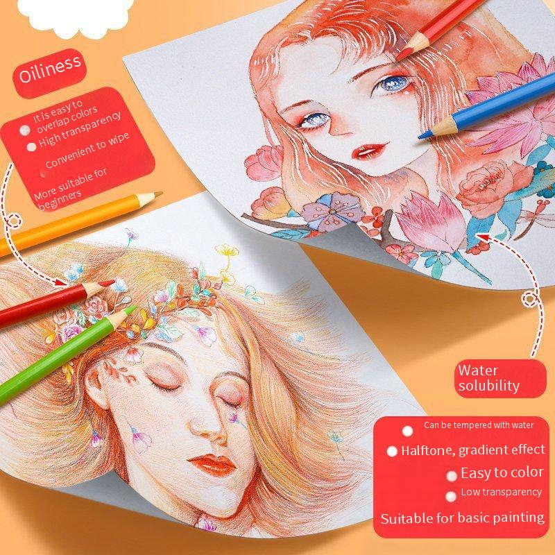 48-Color Wooden Oil-Based Colored Pencils Set For Kids & Adults, Vibrant & Smooth Drawing, Sketching, And Coloring, 2B Lead Hardness_voghion.com
