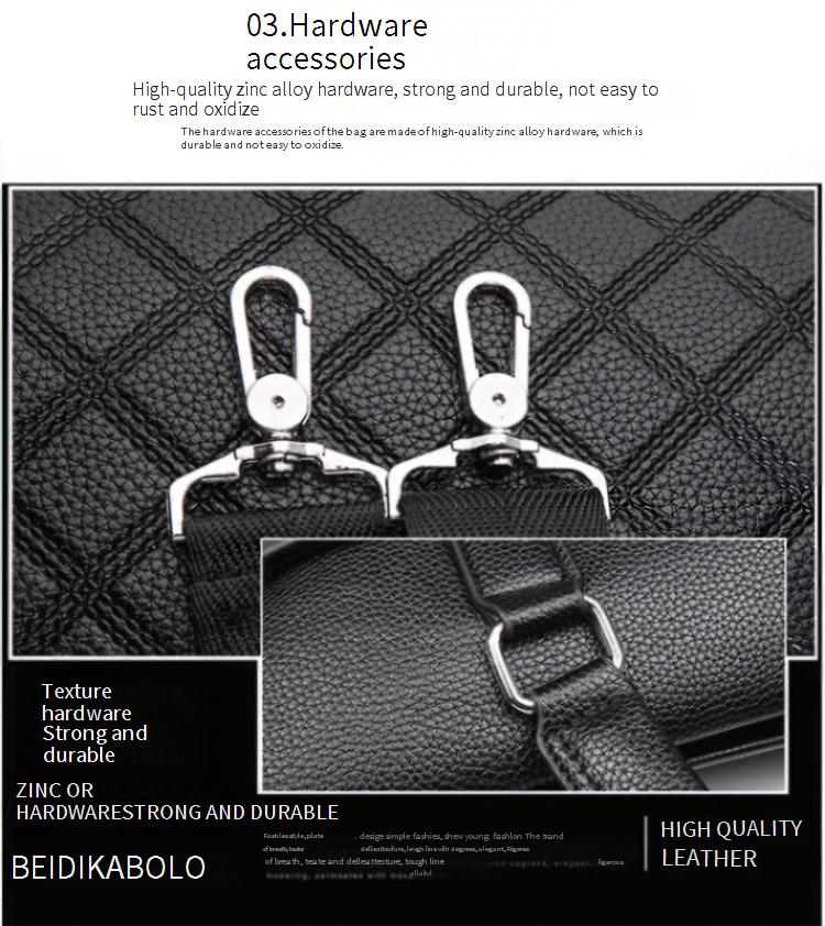 Premium PU Leather Crossbody Laptop Bag For Men - Stylish Business Briefcase With Diamond Quilted Pattern, Waterproof & Lightweight Design_voghion.com