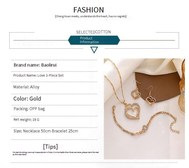 Schmucksets Neues Schmuckset Hochzeit Abendkleid Zubehör Doppelte Liebe Herzförmige Ohrringe Halskette Armband Spot_voghion.com