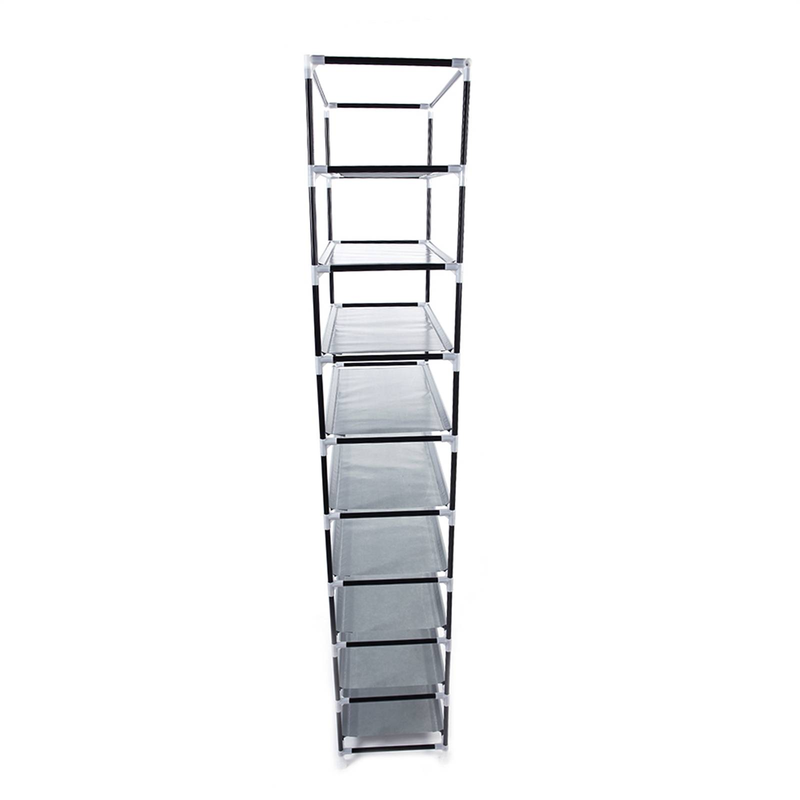 Étagère à chaussures non tissée à 10 niveaux et 9 cubes – Organiseur de rangement compact gris café pour l'entrée, le placard et la chambre_voghion.com