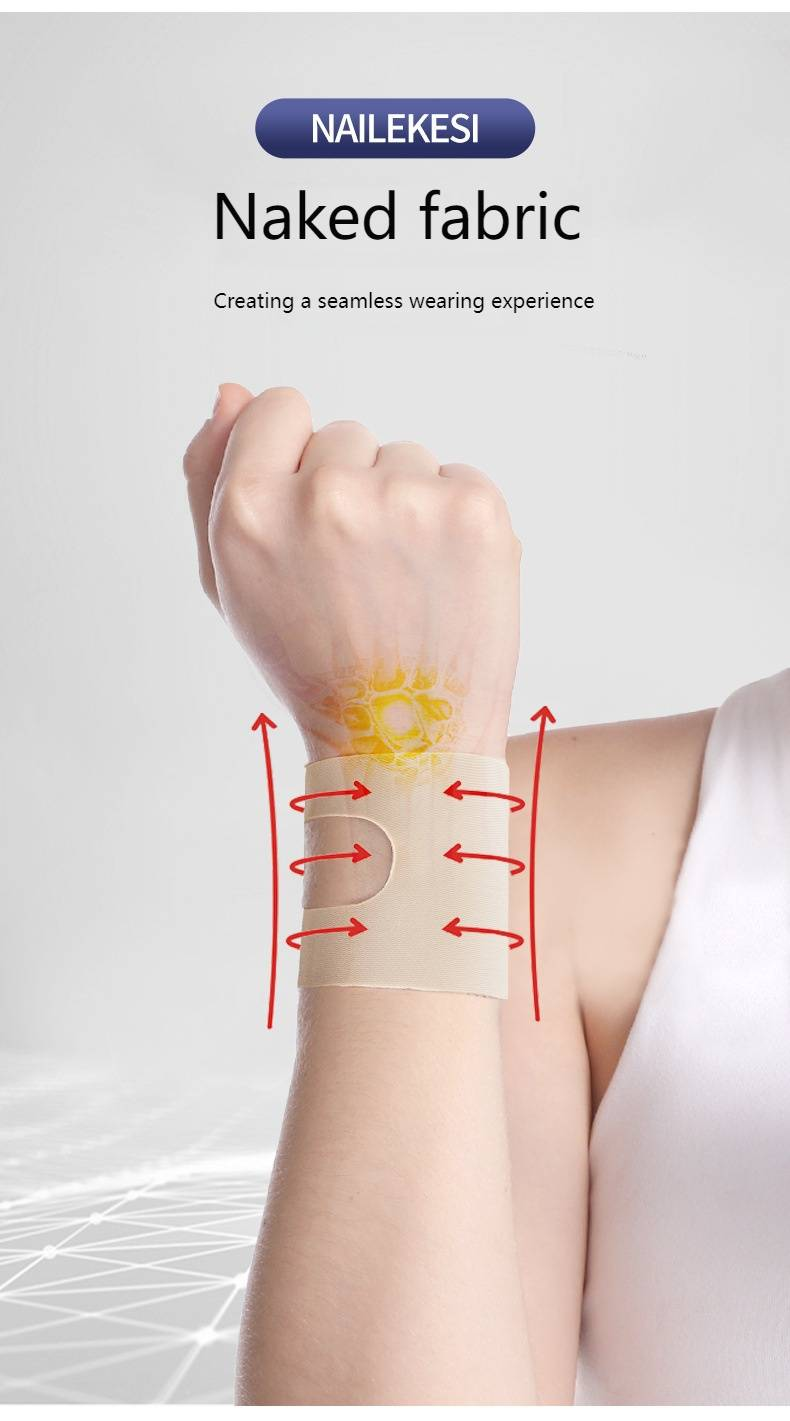 Polsbrace voor pijnverlichting en ondersteuning - Verstelbare compressieband voor het carpale tunnelsyndroom, peesontsteking, artritis, gamen en sporten (zwart/beige, S/M)_voghion.com