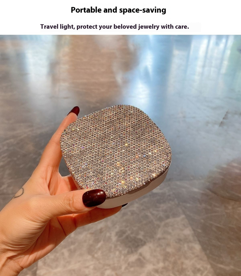 Elegant Paper Jewelry Organizer With Mirror - Dustproof Multi-Compartment Box For Earrings, Rings & Necklaces (Lightweight, Travel-Friendly)_voghion.com