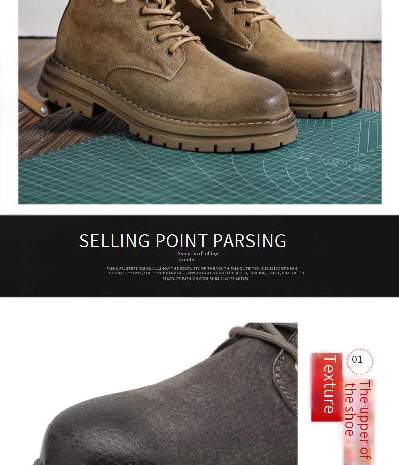 Vintage Style Men's Work Boots - Comfortable Outdoor Casual Martin Boots With Rubber Sole For All Seasons_voghion.com