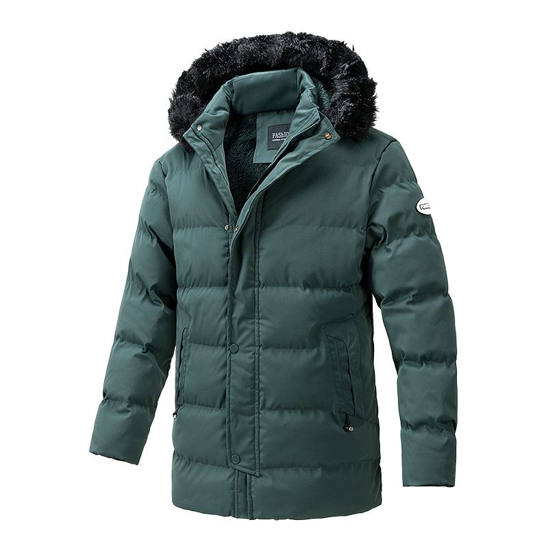 Trench da uomo in cotone spesso – Giacca slim fit con cappuccio, cintura e tasche laterali per autunno e inverno_voghion.com