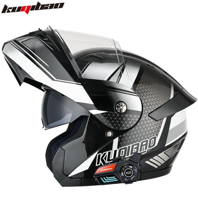 Capacete modular para motocicleta KQ-Power com viseira dupla e Bluetooth K25, bateria de longa duração, certificação DOT e ECE, capacete integral para homens e mulheres_voghion.com