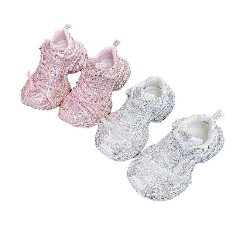 Sneakers da donna alla moda con strass di cristallo, tomaia in mesh traspirante, scarpe leggere con plateau per l'estate, scarpe casual da passeggio_voghion.com