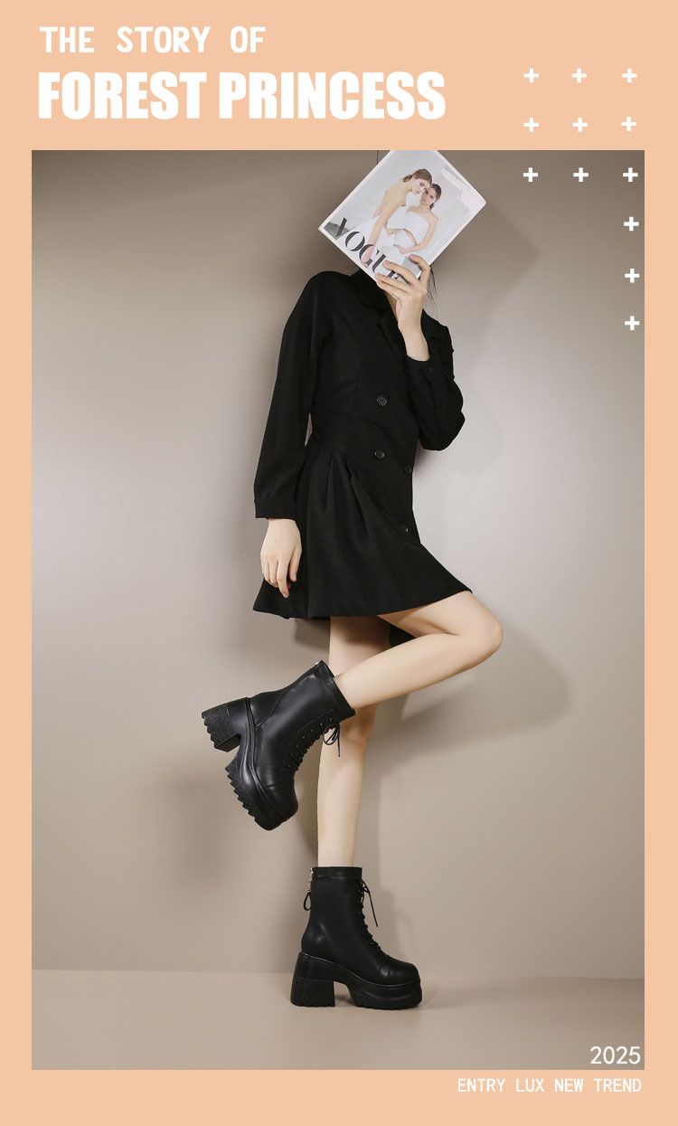 【9.5cm Heel Lift】Women's Faux Fur Martens 25 Winter New Arrival Versatile Thick Soles Mid-Calf Elastic Boots_voghion.com