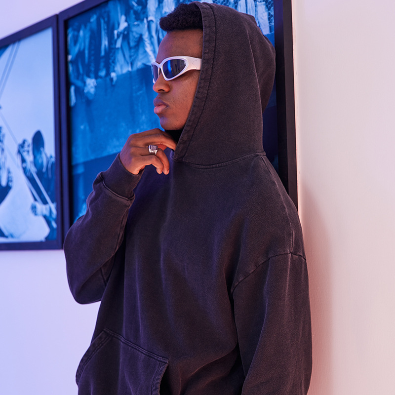 Męska odzież, ciężka, sprana, streetwear, hip-hopowa, mocno sprana, zniszczona bluza z kapturem, męska, oversize'owa bluza na jesień i zimę_voghion.com