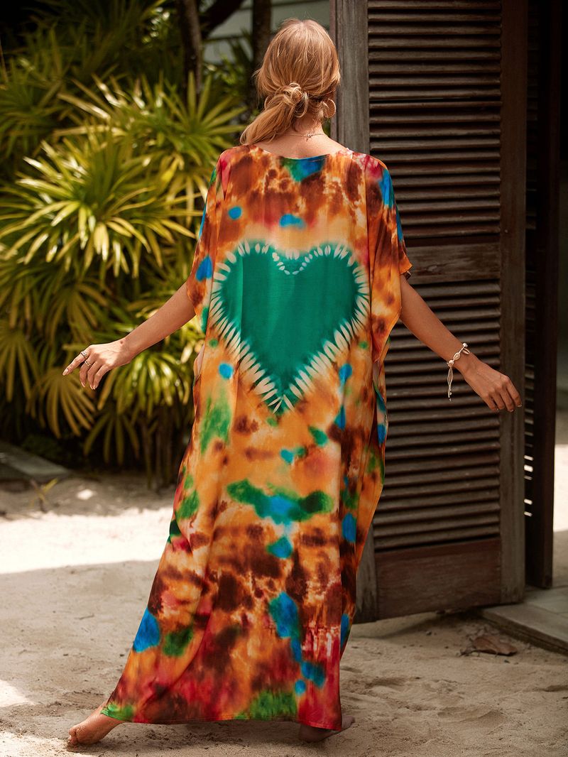 Strandkleid aus 100 % Baumwolle für Damen – Sonnenshirt mit Boho-Print, locker sitzende Bademode, Langarm-Tunika für den Urlaub am Pool_voghion.com