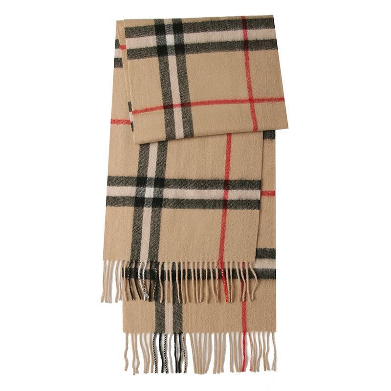 Autumn Winter New Plaid Unisex Versatile Classic Pure Wool British Couple Warm Thickened Shawl Scarf_voghion.com