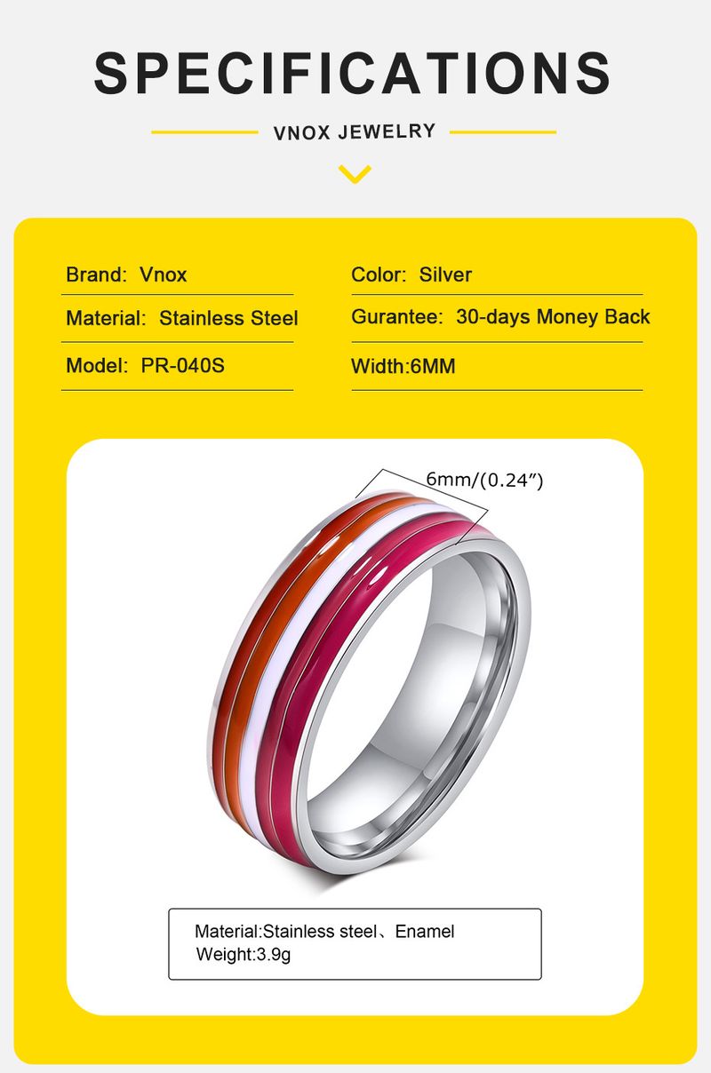 Vnox 8 mm Lesbenring für Frauen, Fingerring mit rot-weiß-orangefarbenen Linien, Schmuck für Stolz, Liebesversprechen_voghion.com