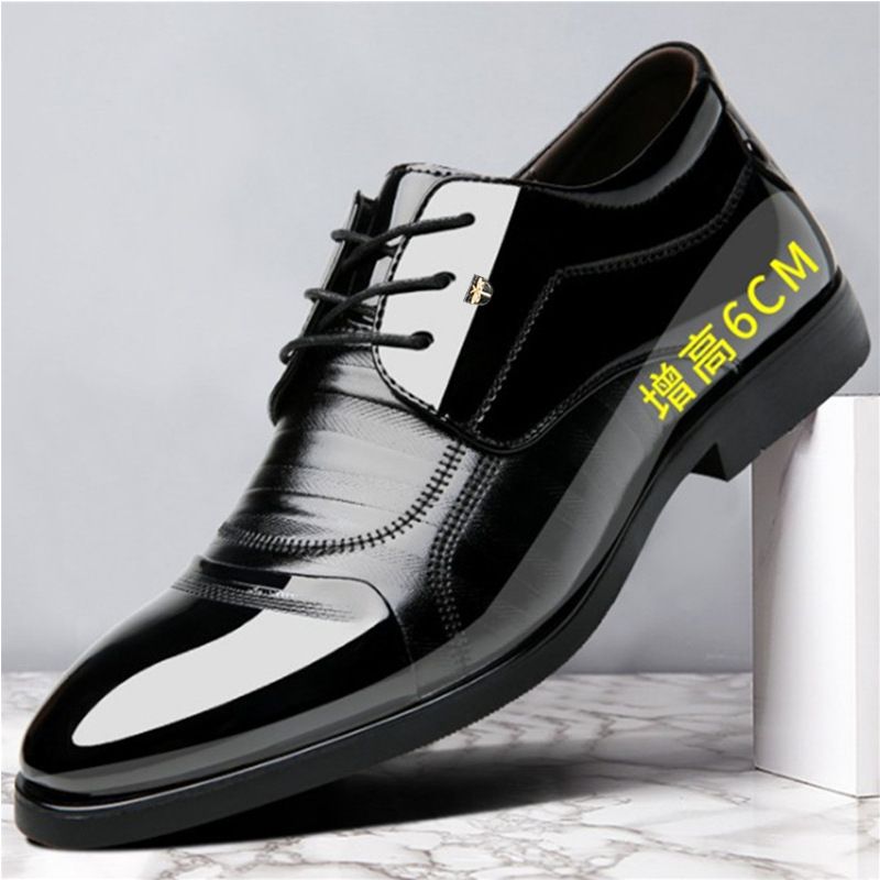 TerraStride Echtes weiches Casual Business Formal Leder Flache Glänzende Herren Spitzschuh Versteckte Höhenerhöhung Große Größe Sommerschuhe_voghion.com