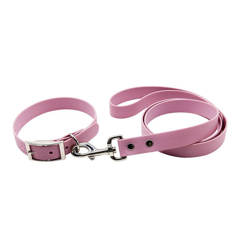 Neu Haustierbedarf in Macaron-Farbe, PVC-geprägt, wasserdicht, verschleißfest, Hundehalsband, Leine_voghion.com