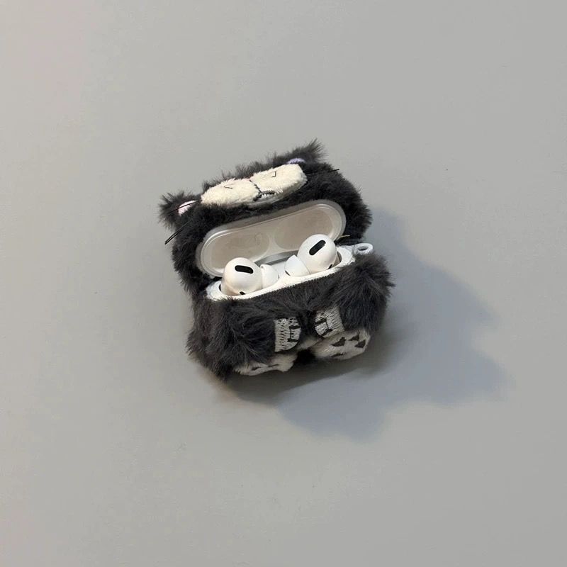 Plush Cute Gray Cat Suitable For 4th Earphone Niche Personality A Pple 2/3rd Generation Protective Case_voghion.com