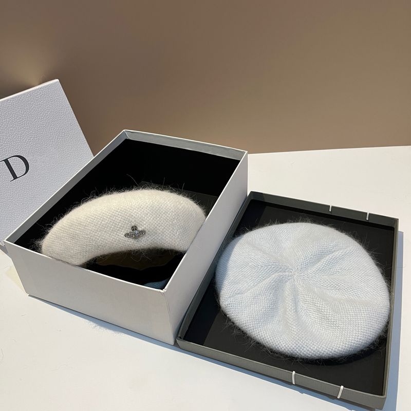 Women's Berets Mother Saturn Knitted Beret Autumn and Winter Warmth Ear Protection Soft Waxy Rabbit Hair Painter Hat Cute Couple Hat_voghion.com