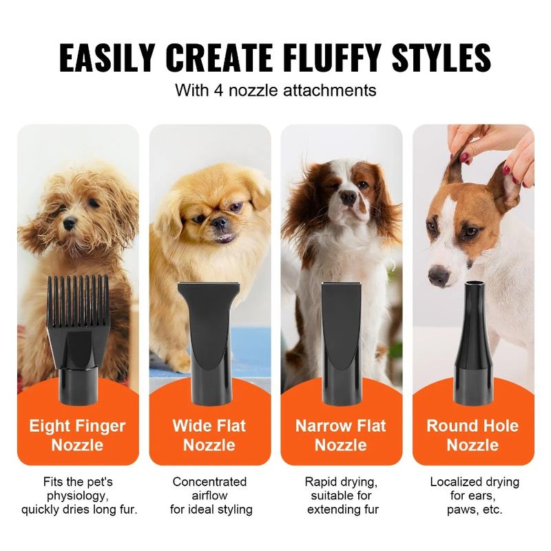 Toelettatura per cani, nessun animale domestico, asciugacapelli regolabile per animali domestici, 4,3 CV, controllo della velocità dei peli, soffiaggio con 4 temperature, asciugatrice per cani, 2800 W._voghion.com