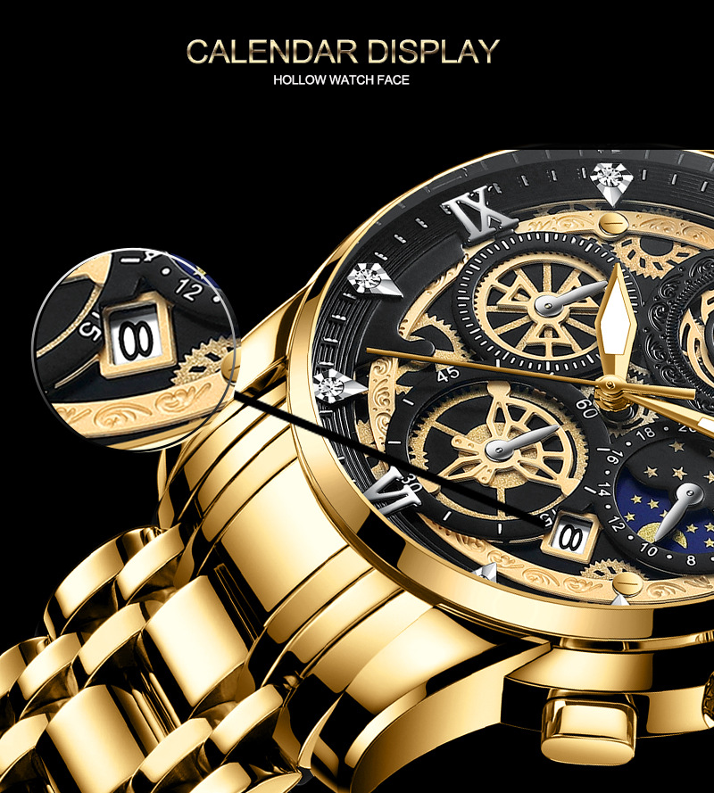 Men's Watch Sun Moon And Stars Hollow Calendar Men's Watch Tourbillon Luminous Quartz Waterproof Watch_voghion.com