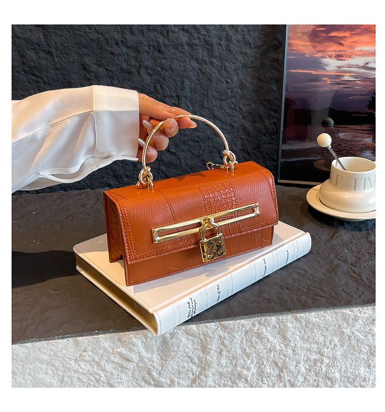Women's Stylish And Versatile Small Square Shoulder Bag - Crossbody & Handheld For Daily Use, PU Leather With Alligator Texture, Magnetic Closure_voghion.com