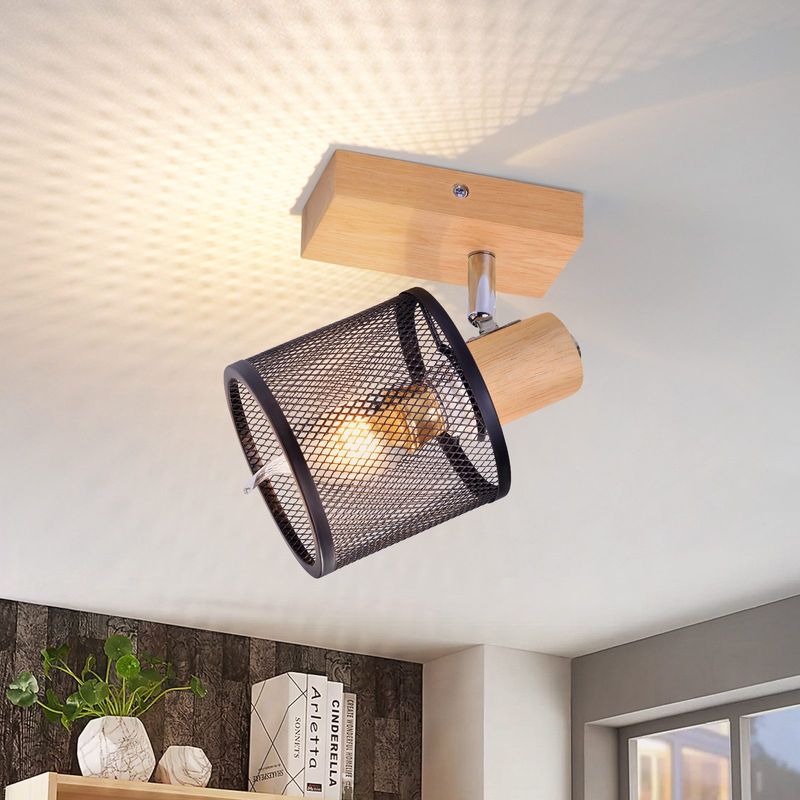 Glitzerlife Deckenstrahler 1 Flammig Weiß Deckenlampe Holz - Deckenleuchte E14 Moderne Deckenleuchte Schwenkbar 350° Max.25w Innen Holzoptik Spotlights Für Flur_voghion.com