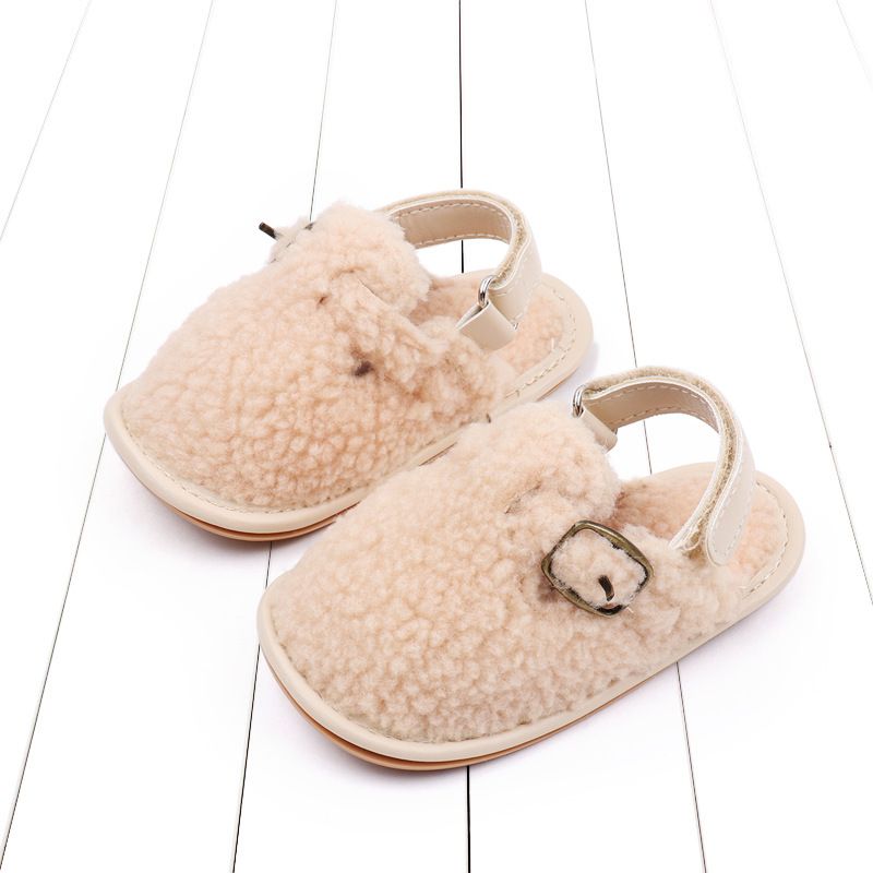 Autumn and winter new lamb wool walking 0-12 months Velcro baby hairy shoes BNB3132_voghion.com