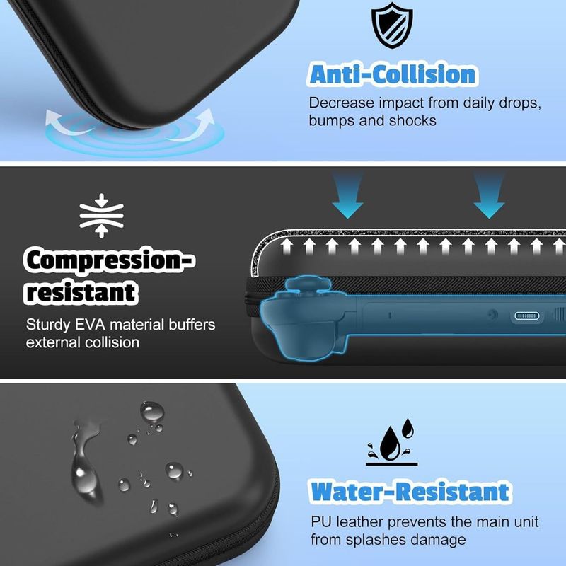 Switch 2 Carrying Case - EVA Hard Shell Protective Pouch For Switch/OLED/Switch 2 - Shockproof Travel Bag With Handle (30x12.5x5cm, 190g, Black)_voghion.com