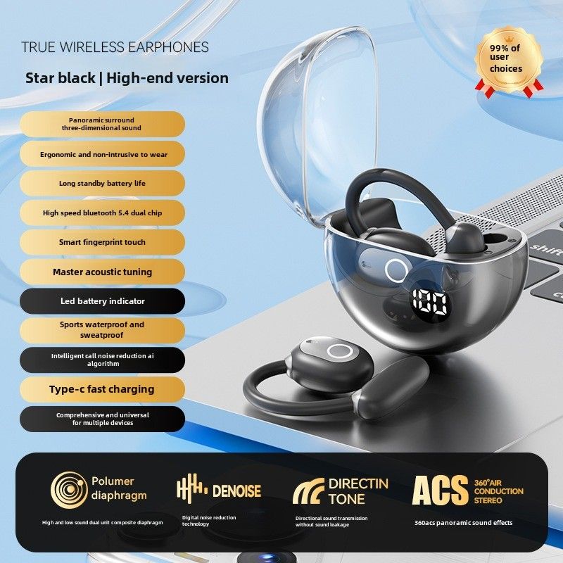 Bluetooth-Headset, kabellos, nicht im Ohr, hängend, Ohrtyp, lange Akkulaufzeit, Rauschunterdrückung, wasserdicht, Sport_voghion.com