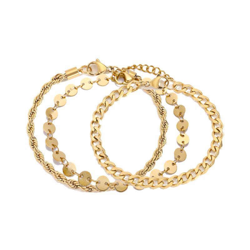 Set di gioielli da donna in acciaio inossidabile con catena cubana, semplice e alla moda, impilabile_voghion.com