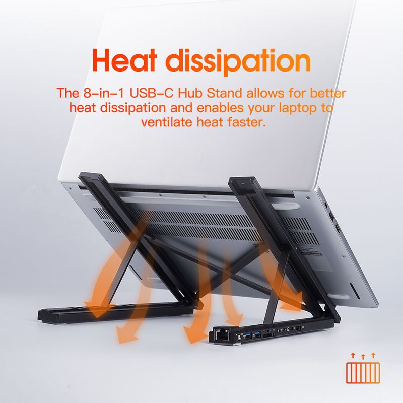 NeoGear NeoGear 8 in 1 Docking Station in lega di alluminio per laptop HUB personalizzato Interfaccia HDMI Supporto per tablet con raffreddamento_voghion.com