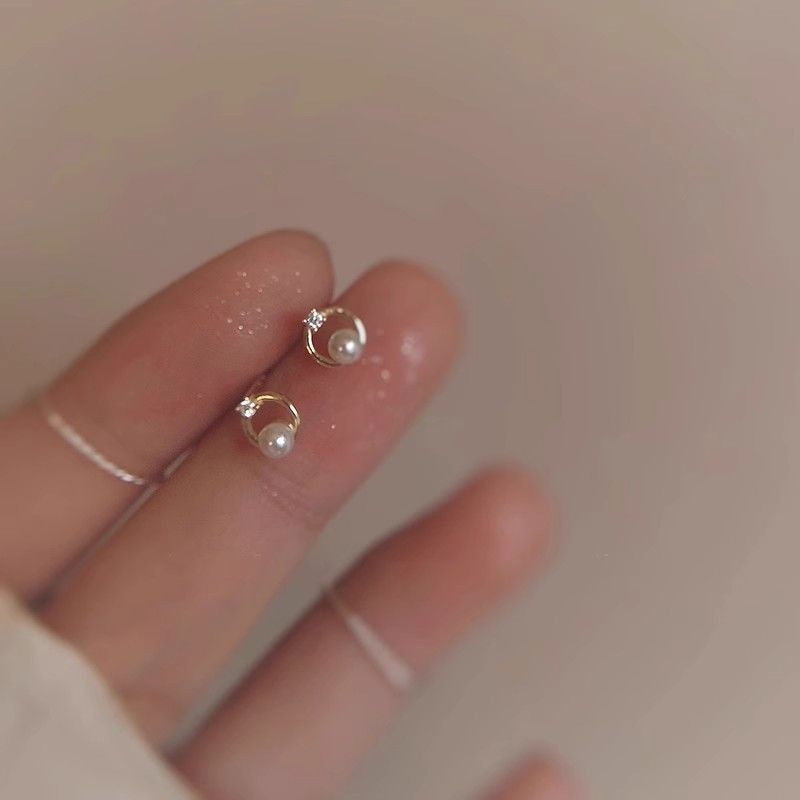 High-Value Small Circle Pearl For Women, Light Luxury Niche High-End Feel, Mini Petite Exquisite Simple Earrings_voghion.com