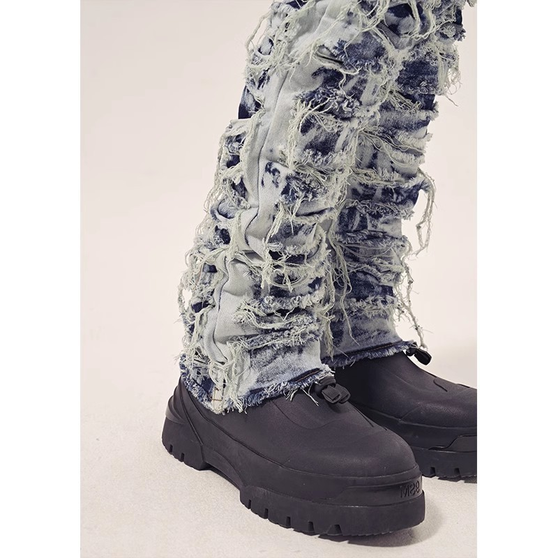 Pantalon en Denim extensible pour hommes, style rétro, destruction rayée, lavage Horizontal, ancienne marque de mode, mendiant, Hiphop_voghion.com