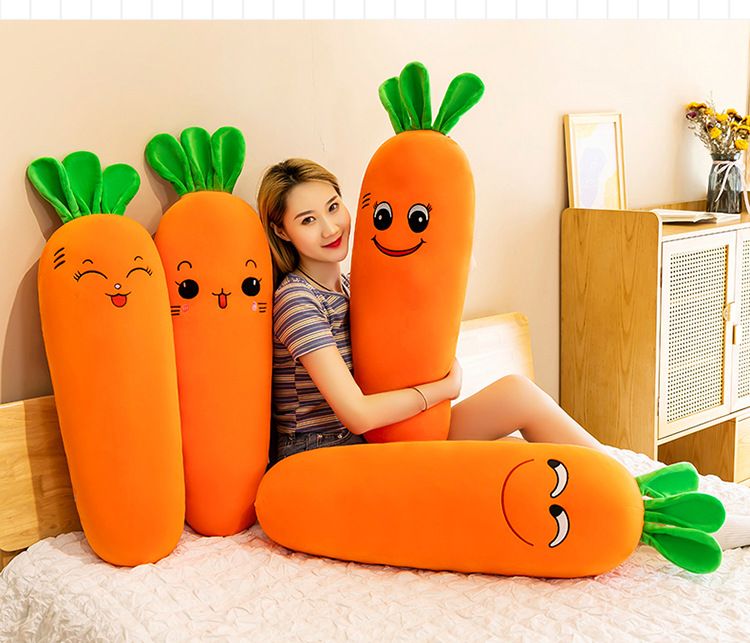 Cuscino a forma di carota lunga, per dormire a letto, simpatici giocattoli di peluche a forma di coniglietto, bambole per bambine, estate_voghion.com