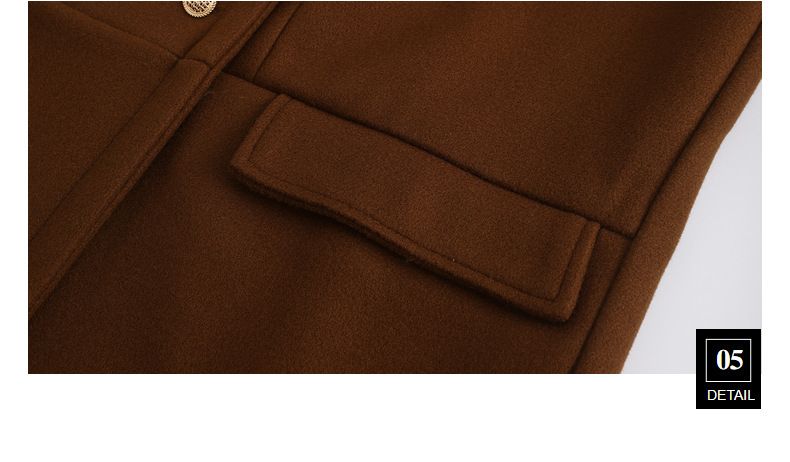 2024 Herbst und Winter Lässiger, hochwertiger Wollmantel mit Pelzkragen, einfarbig, schmale Passform, zweireihige Jacke_voghion.com