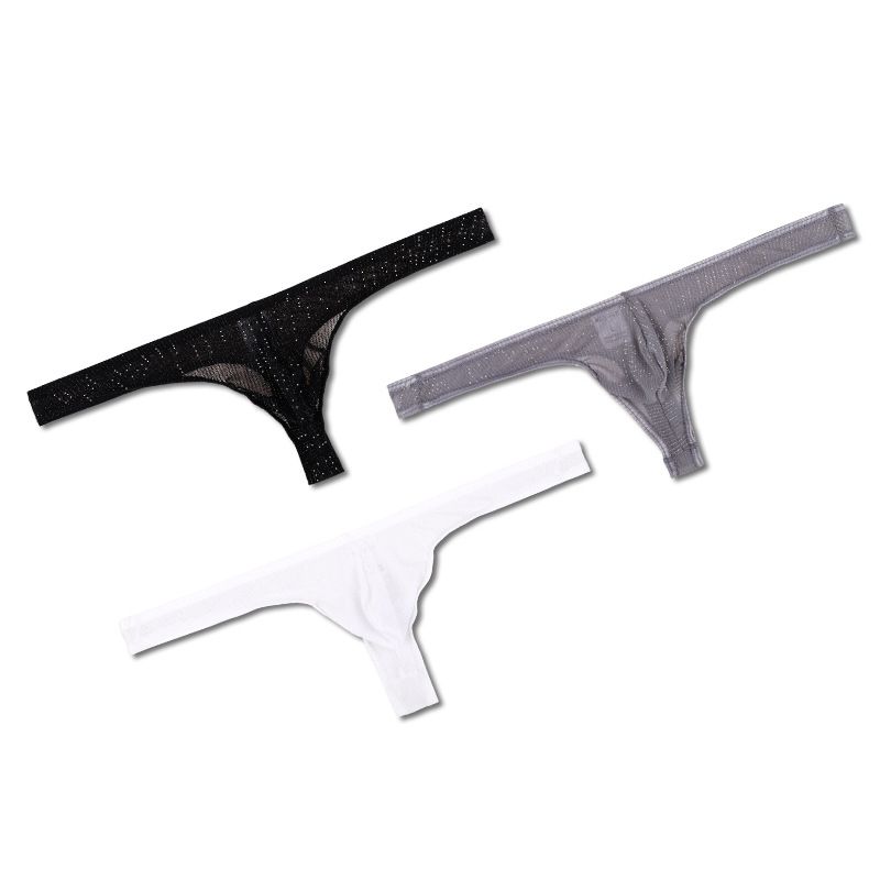 Men's Simple Underwear Mesh Thong Transparent Sexy Fun T-Pants Men 28DK_voghion.com