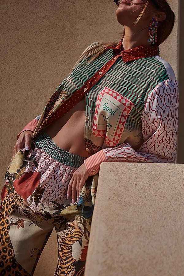 Vêtements pour femmes Loisirs Vacances Imprimé léopard Chemise à manches longues Pantalon Ensemble deux pièces_voghion.com
