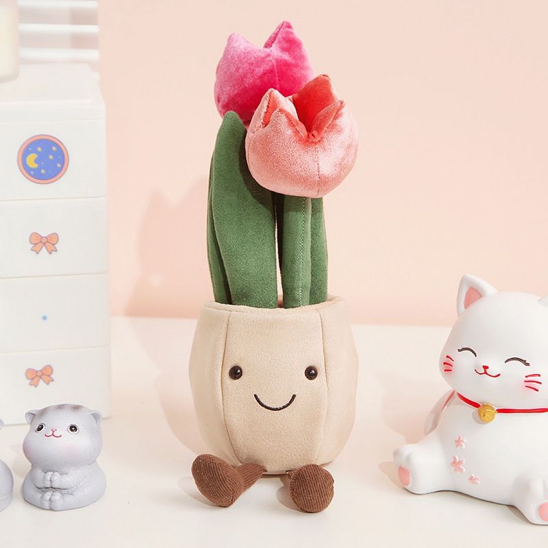 Gefüllte Plüschtiere Puppe Tulpe Narzisse Topf Daisy Bouquet Dekoration Schlafzimmer Mädchen Geschenk Charge_voghion.com